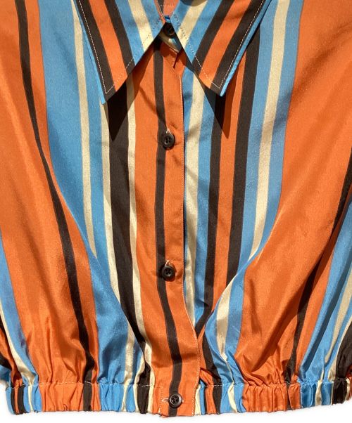 PRADA（プラダ）PRADA (プラダ) Cropped Stripe Blouse（クロップドストライプブラウス） オレンジ サイズ:36の古着・服飾アイテム