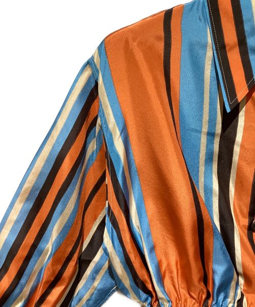 PRADA（プラダ）PRADA (プラダ) Cropped Stripe Blouse（クロップドストライプブラウス） オレンジ サイズ:36の古着・服飾アイテム