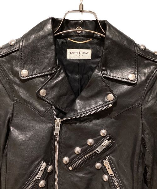 Saint Laurent Paris（サンローランパリ）Saint Laurent Paris (サンローランパリ) SAINT LAURENT PARIS（サンローランパリ）14SS スタッズレザーライダースブルゾンF34 ブラック サイズ:34の古着・服飾アイテム