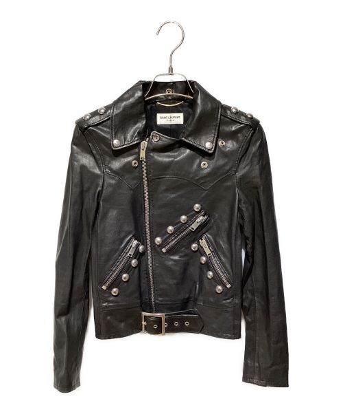 Saint Laurent Paris（サンローランパリ）Saint Laurent Paris (サンローランパリ) SAINT LAURENT PARIS（サンローランパリ）14SS スタッズレザーライダースブルゾンF34 ブラック サイズ:34の古着・服飾アイテム