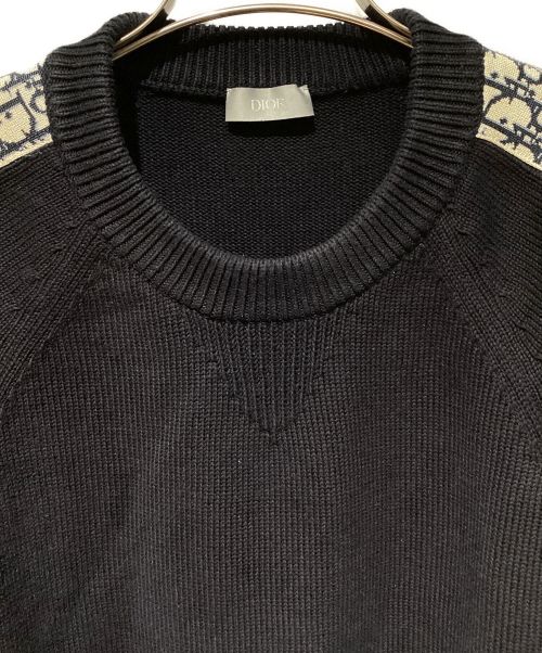 Dior（ディオール）Dior (ディオール) Oblique Crew Neck Knit（オブリーククルーネックニット） ネイビー サイズ:Mの古着・服飾アイテム