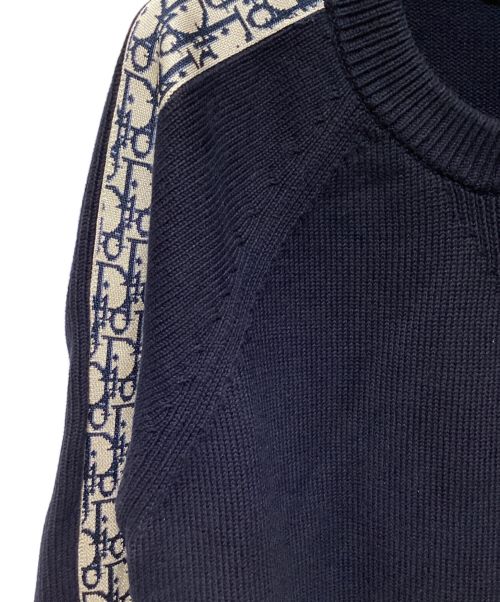 Dior（ディオール）Dior (ディオール) Oblique Crew Neck Knit（オブリーククルーネックニット） ネイビー サイズ:Mの古着・服飾アイテム