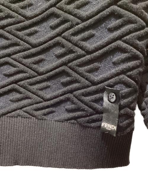 FENDI（フェンディ）FENDI (フェンディ) ズッカ柄ジャガードカーディガン ブラック サイズ:48の古着・服飾アイテム