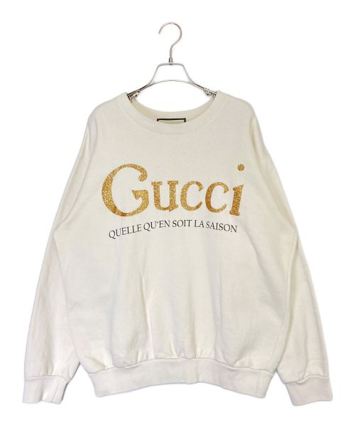 GUCCI（グッチ）GUCCI (グッチ) スウェットロゴトレーナー ベージュ サイズ:Mの古着・服飾アイテム