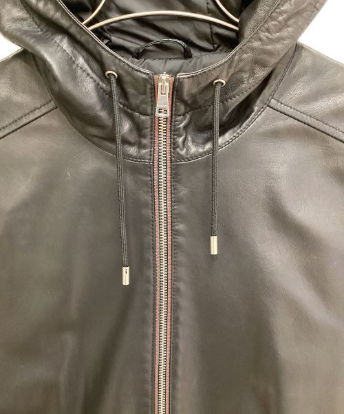 GUCCI（グッチ）GUCCI (グッチ) フーデッドレザージャケット ブラック サイズ:46の古着・服飾アイテム