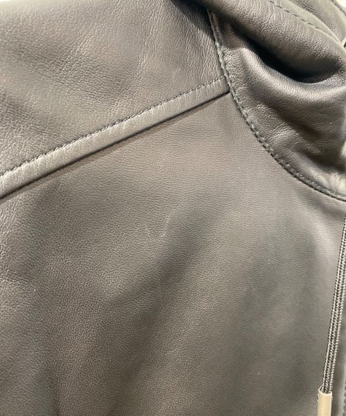 GUCCI（グッチ）GUCCI (グッチ) フーデッドレザージャケット ブラック サイズ:46の古着・服飾アイテム
