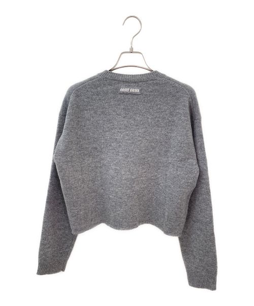 MIU MIU（ミュウミュウ）MIU MIU (ミュウミュウ) カットオフショートニット グレー サイズ:38の古着・服飾アイテム
