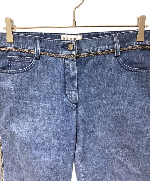 CHANEL（シャネル）CHANEL (シャネル) Silver stitch design half denim pants（シルバーステッチデザインハーフデニムパンツ） ブルー サイズ:36の古着・服飾アイテム