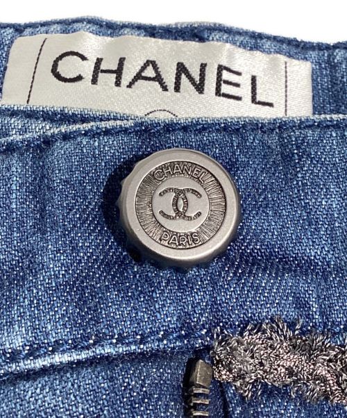 CHANEL（シャネル）CHANEL (シャネル) Silver stitch design half denim pants（シルバーステッチデザインハーフデニムパンツ） ブルー サイズ:36の古着・服飾アイテム