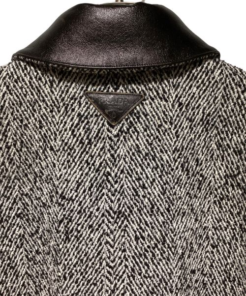 PRADA（プラダ）PRADA (プラダ) 24FW Wool blend jacket（ウールブレンドジャケット） ブラック×ホワイト サイズ:Mの古着・服飾アイテム