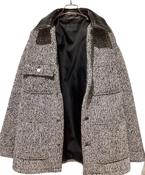 PRADA（プラダ）PRADA (プラダ) 24FW Wool blend jacket（ウールブレンドジャケット） ブラック×ホワイト サイズ:Mの古着・服飾アイテム