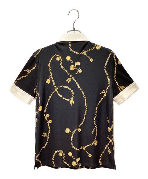 CELINE（セリーヌ）CELINE (セリーヌ) Jewelry Print Silk Polo Blouse（ジュエリープリントシルクブラウス） ブラック サイズ:36の古着・服飾アイテム
