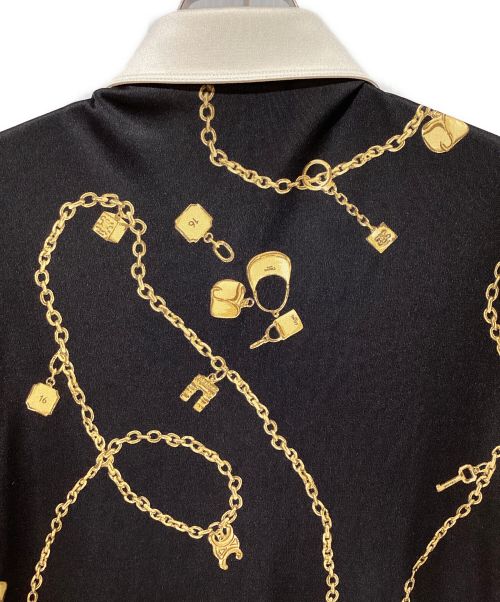 CELINE（セリーヌ）CELINE (セリーヌ) Jewelry Print Silk Polo Blouse（ジュエリープリントシルクブラウス） ブラック サイズ:36の古着・服飾アイテム