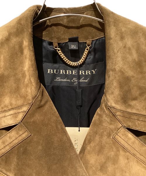BURBERRY（バーバリー）BURBERRY (バーバリー) Suede Trench Coat（スエードトレンチコート） ブラウン サイズ:36の古着・服飾アイテム