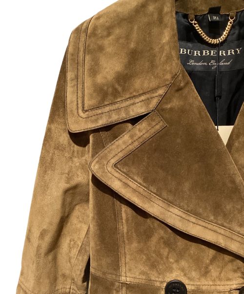 BURBERRY（バーバリー）BURBERRY (バーバリー) Suede Trench Coat（スエードトレンチコート） ブラウン サイズ:36の古着・服飾アイテム