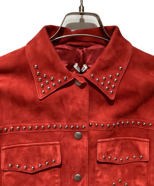 MIU MIU（ミュウミュウ）MIU MIU (ミュウミュウ) レザージャケット レッド サイズ:36の古着・服飾アイテム