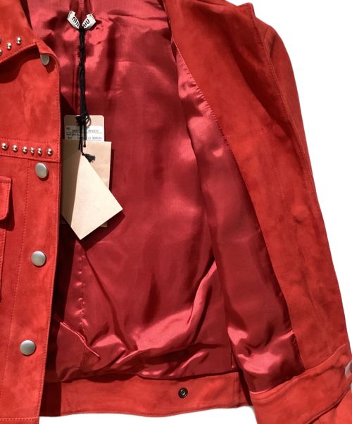 MIU MIU（ミュウミュウ）MIU MIU (ミュウミュウ) レザージャケット レッド サイズ:36の古着・服飾アイテム