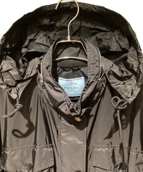 PRADA（プラダ）PRADA (プラダ) Nylon Collarless Coat（ナイロンノーカラーコート） ブラック サイズ:36の古着・服飾アイテム