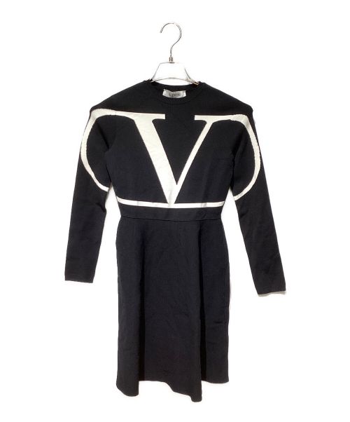 VALENTINO（ヴァレンティノ）VALENTINO (ヴァレンティノ) ロゴニットワンピース ブラック サイズ:XXSの古着・服飾アイテム