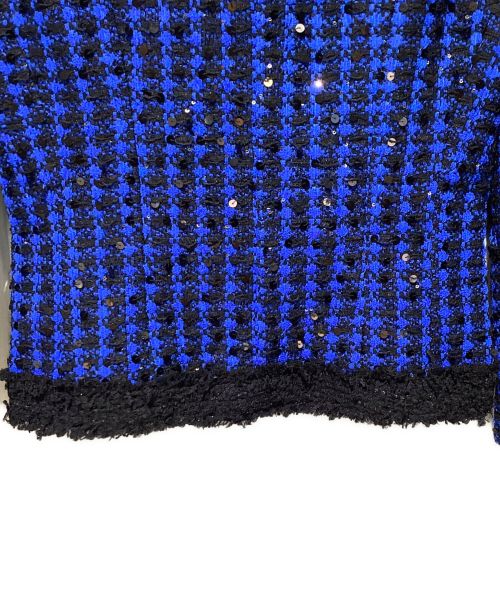 BALMAIN（バルマン）BALMAIN (バルマン) ツイードスパンコールジャケット ブルー サイズ:36の古着・服飾アイテム