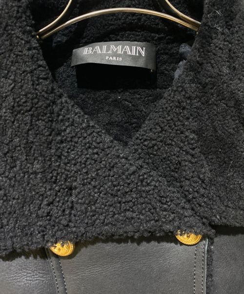BALMAIN（バルマン）BALMAIN (バルマン) mouton coat（ムートンコート） ブラック サイズ:34の古着・服飾アイテム