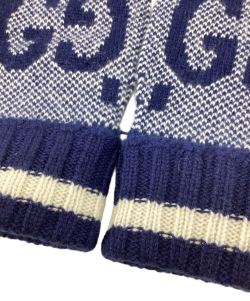 GUCCI（グッチ）GUCCI (グッチ) GG グローブ ブルー サイズ:Mの古着・服飾アイテム