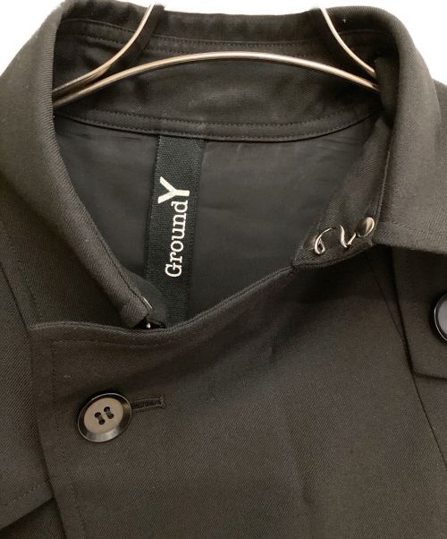 GROUND Y（グラウンドワイ）GROUND Y (グラウンドワイ) 21AW T／W gabardine Big cape cloak(21AW T／W ギャバジンビッグケープクローク) ブラック サイズ:3の古着・服飾アイテム