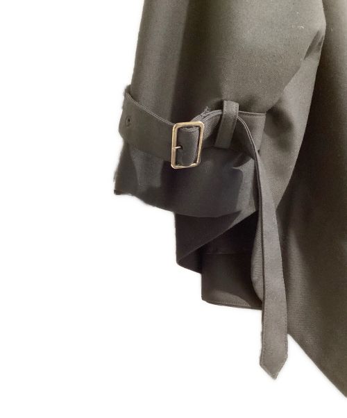 GROUND Y（グラウンドワイ）GROUND Y (グラウンドワイ) 21AW T／W gabardine Big cape cloak(21AW T／W ギャバジンビッグケープクローク) ブラック サイズ:3の古着・服飾アイテム
