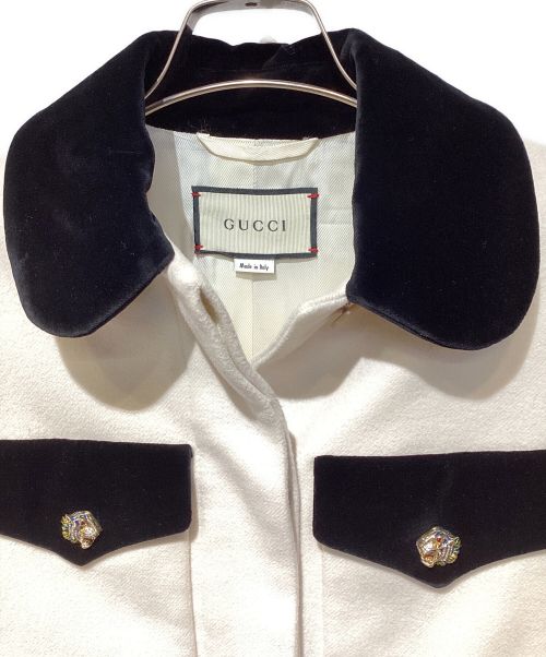 GUCCI（グッチ）GUCCI (グッチ) 切替ロングコート ホワイト サイズ:36の古着・服飾アイテム