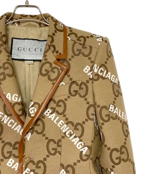 GUCCI（グッチ）GUCCI (グッチ) BALENCIAGA (バレンシアガ) ハッカー ジャンボGG ジャケット ブラウン サイズ:46の古着・服飾アイテム