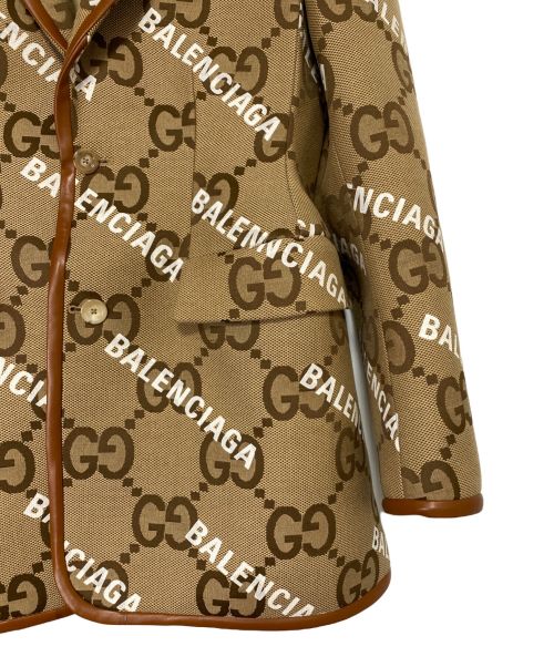 GUCCI（グッチ）GUCCI (グッチ) BALENCIAGA (バレンシアガ) ハッカー ジャンボGG ジャケット ブラウン サイズ:46の古着・服飾アイテム