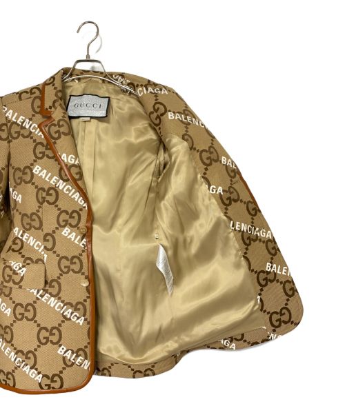 GUCCI（グッチ）GUCCI (グッチ) BALENCIAGA (バレンシアガ) ハッカー ジャンボGG ジャケット ブラウン サイズ:46の古着・服飾アイテム