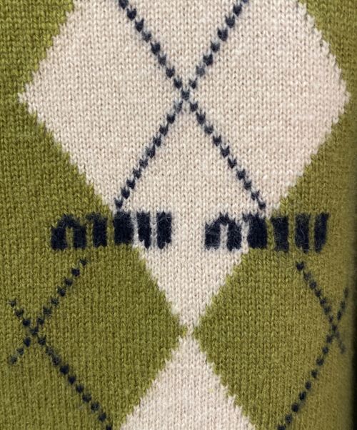 MIU MIU（ミュウミュウ）MIU MIU (ミュウミュウ) カシミアニットカーディガン グリーン サイズ:38の古着・服飾アイテム