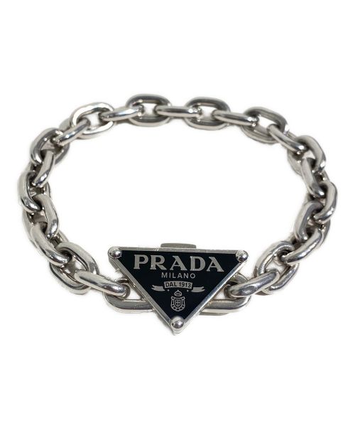 PRADA（プラダ）PRADA (プラダ) ロゴプレートブレスレット ブラック サイズ:-の古着・服飾アイテム