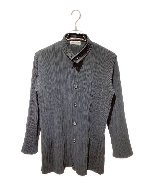 ISSEY MIYAKE（イッセイミヤケ）ISSEY MIYAKE (イッセイミヤケ) スタンドカラープリーツジャケット ブラック サイズ:Lの古着・服飾アイテム