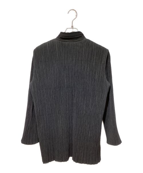 ISSEY MIYAKE（イッセイミヤケ）ISSEY MIYAKE (イッセイミヤケ) スタンドカラープリーツジャケット ブラック サイズ:Lの古着・服飾アイテム
