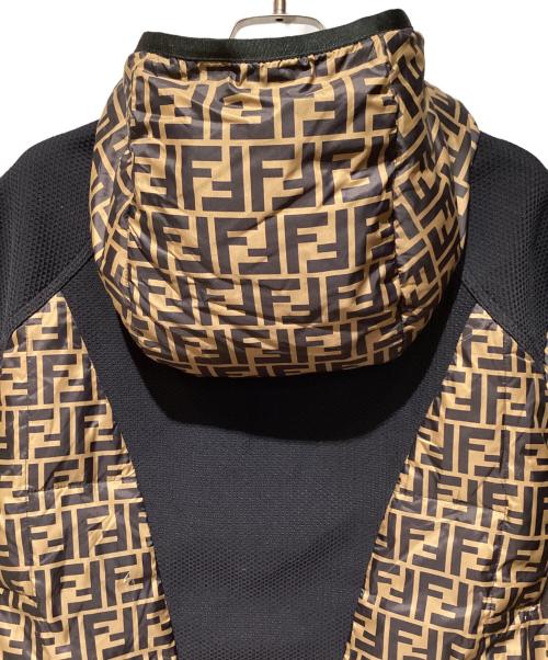FENDI（フェンディ）FENDI (フェンディ) Zucca Pattern Hooded Down Jacket（ズッカ切替フーデッドダウンジャケット） ブラウン×ブラック サイズ:52の古着・服飾アイテム