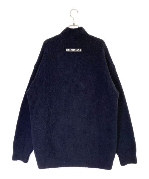 BALENCIAGA（バレンシアガ）BALENCIAGA (バレンシアガ) ラバーロゴハーフジップハイネックニット ブラック サイズ:XSの古着・服飾アイテム