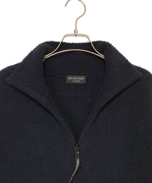 BALENCIAGA（バレンシアガ）BALENCIAGA (バレンシアガ) ラバーロゴハーフジップハイネックニット ブラック サイズ:XSの古着・服飾アイテム