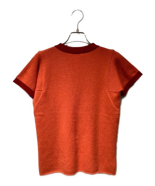 CHANEL（シャネル）CHANEL (シャネル) カシミヤVネック半袖ニット オレンジ サイズ:42の古着・服飾アイテム