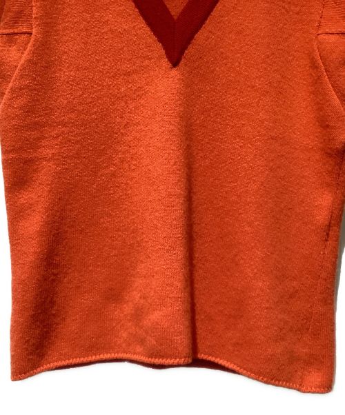 CHANEL（シャネル）CHANEL (シャネル) カシミヤVネック半袖ニット オレンジ サイズ:42の古着・服飾アイテム