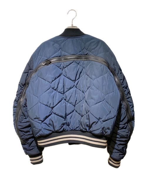 DRIES VAN NOTEN（ドリスヴァンノッテン）DRIES VAN NOTEN (ドリスヴァンノッテン) QUILTED VELLOW JACKET NAVY（中綿キルティングジャケット） ネイビー サイズ:2の古着・服飾アイテム