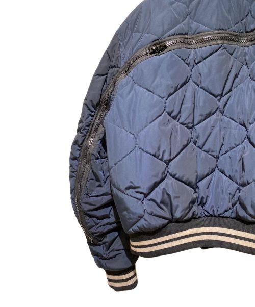 DRIES VAN NOTEN（ドリスヴァンノッテン）DRIES VAN NOTEN (ドリスヴァンノッテン) QUILTED VELLOW JACKET NAVY（中綿キルティングジャケット） ネイビー サイズ:2の古着・服飾アイテム