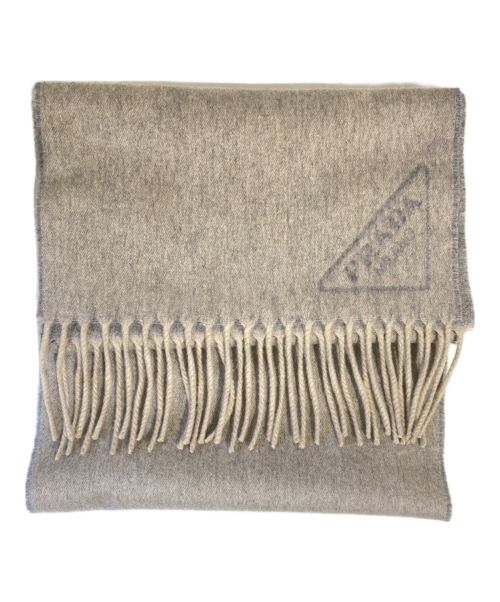 PRADA（プラダ）PRADA (プラダ) トライアングルロゴ カシミアマフラー グレー サイズ:-の古着・服飾アイテム