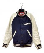 eYe COMME des GARCONS JUNYAWATANABE MAN×JOHNSON LEATHERアイ コム デ ギャルソン ジュンヤ ワタナベ マン×ジョンソンレザー）の古着「×JOHNSON LEATHERS(ジョンソンレザー) スタジャン/レザージャケット」｜ネイビー