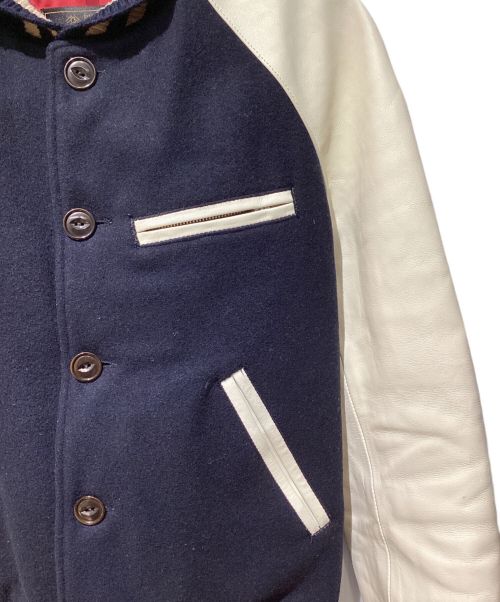 eYe COMME des GARCONS JUNYAWATANABE MAN（アイ コム デ ギャルソン ジュンヤ ワタナベ マン）eYe COMME des GARCONS JUNYAWATANABE MAN JOHNSON LEATHER (ジョンソンレザー) ×JOHNSON LEATHERS(ジョンソンレザー) スタジャン/レザージャケット ネイビー サイズ:Mの古着・服飾アイテム