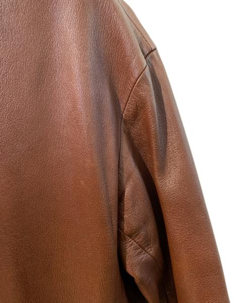 ISSEY MIYAKE（イッセイミヤケ）ISSEY MIYAKE (イッセイミヤケ) カットオフデザインレザーコート ブラウン サイズ:Mの古着・服飾アイテム