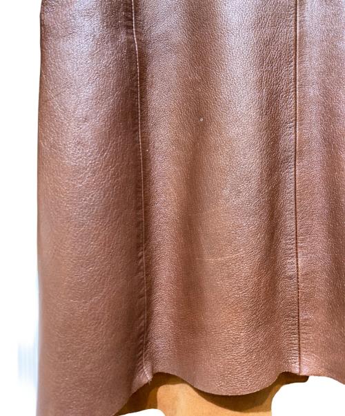 ISSEY MIYAKE（イッセイミヤケ）ISSEY MIYAKE (イッセイミヤケ) カットオフデザインレザーコート ブラウン サイズ:Mの古着・服飾アイテム