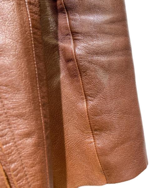 ISSEY MIYAKE（イッセイミヤケ）ISSEY MIYAKE (イッセイミヤケ) カットオフデザインレザーコート ブラウン サイズ:Mの古着・服飾アイテム