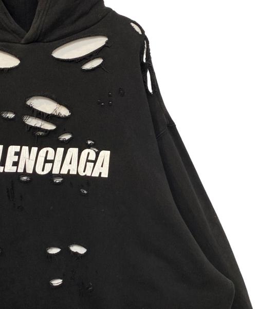 BALENCIAGA（バレンシアガ）BALENCIAGA (バレンシアガ) Caps Destroyed Hoodie ブラック サイズ:XXSの古着・服飾アイテム